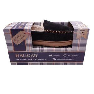 NEW Haggar Men's Venetian Memory Foam Slippers Black Size XXL 13-14 Soft Comfort